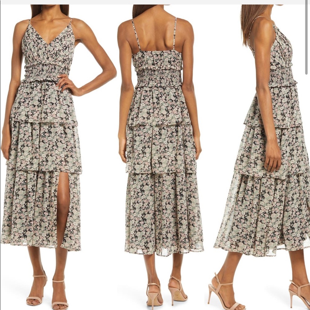 Floret Studios Floral Tiered Sleeveless Dress